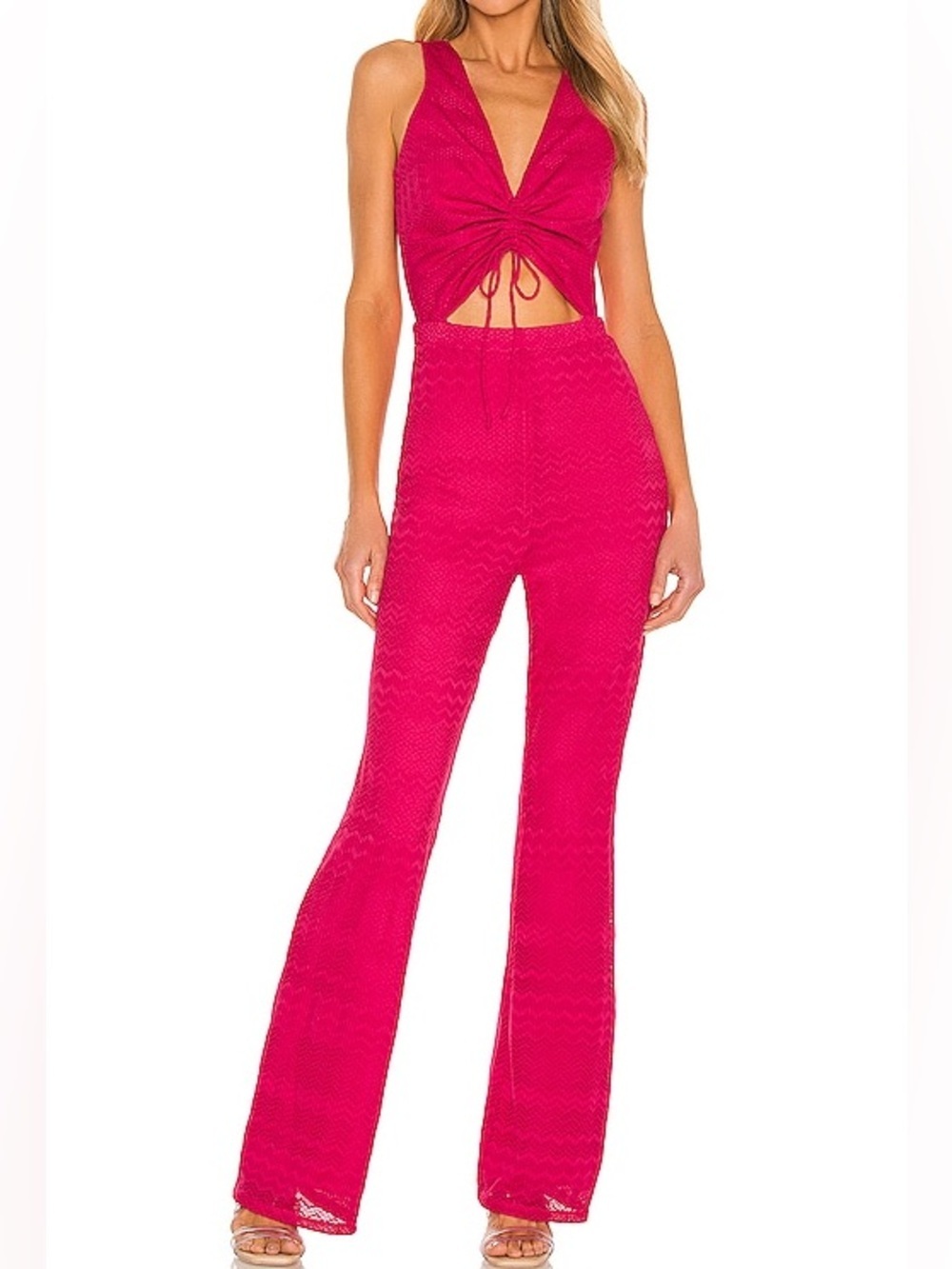 Revolve Lovers + Friends Sharon Knit Cutout Jumpsuit Passion Pink